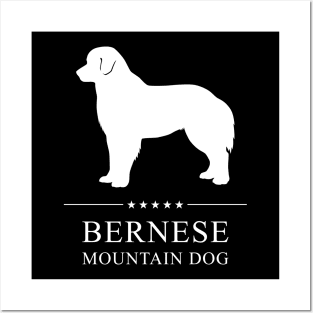 Bernese Mountain Dog White Silhouette Posters and Art